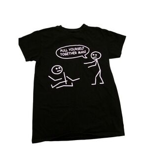 Brisco Brands Pull Yourself Together Man Graphic Tee Black Small Humor T-Shirt